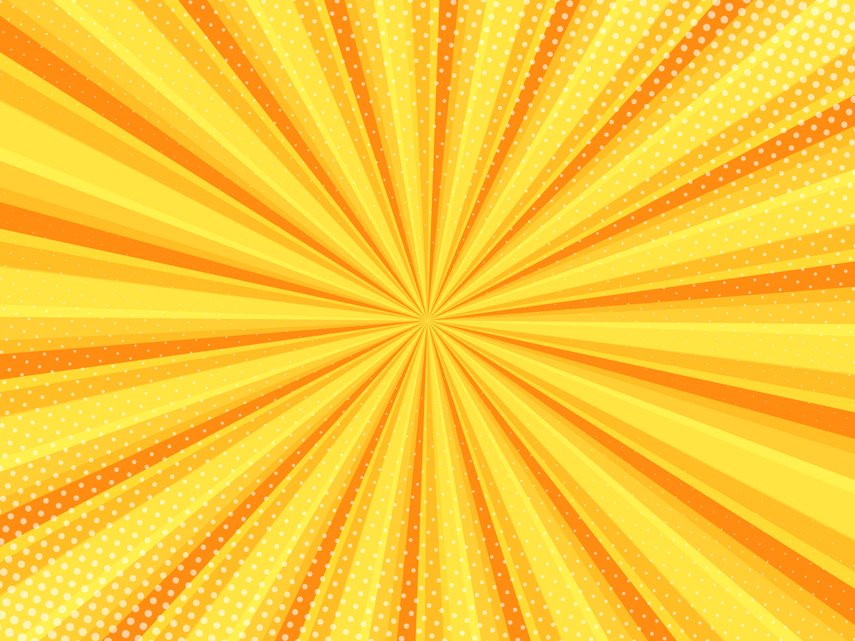 Yellow comic background with halftone, pop art style effect.