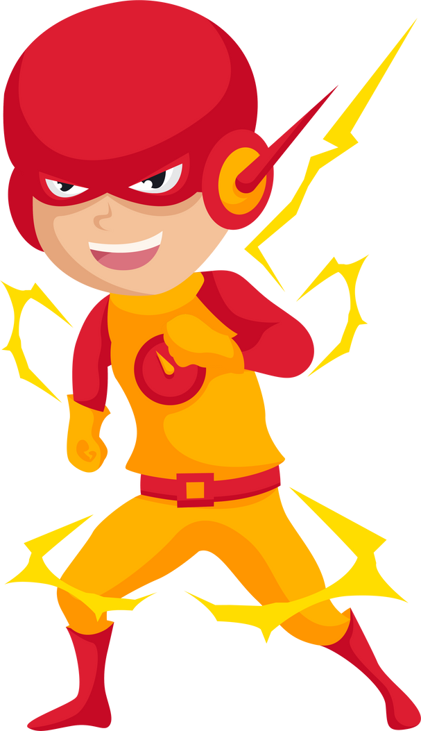 Cute Orange Children Superhero Illustration